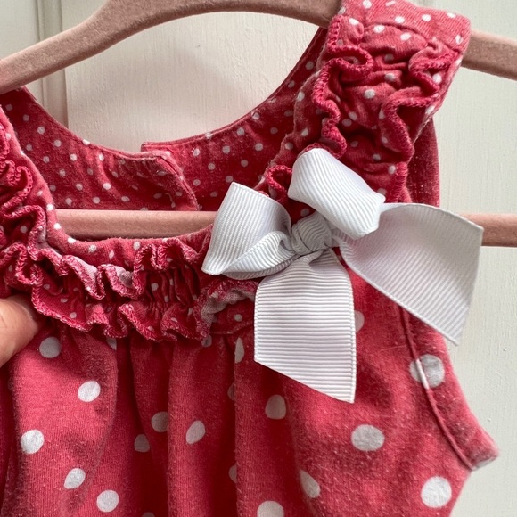 Little Lass 24M Pink and White Polka Dot Peplum Blouse Top - Picture 2 of 5